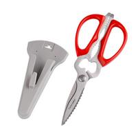Dobeli 9inch Kitchen Multitool Household Professional Chicken Bone Scissors Multifunctional Food Cuting Tools With Nutcracker raudona