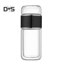 Stiklinis arbatos infuzinis butelis, dvisluoksnis izoliacinis nešiojamasis kelioninis arbatos virimo aparatas su filtru 300 ml nepralaidus gėrimo puodelis, skirtas namų biuro lauko veiklai 300ML juoda