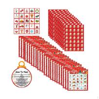 Christmas Bingo Games for 24 Players, Party Supplies, Holiday Family red