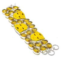 Cameo, Citrine Gemstone Handmade 925 Sterling Silver Bracelet 7-8  F5u53