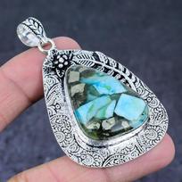 Spiny Oyster Gemstone Handmade 925 Sterling Silver Jewelry Pendant 2.76  a0p17 white