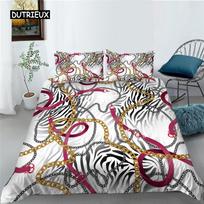 Leopard Print Duvet Cover Set Microfiber European Retro Classic Printing Twin Bedding Set Leopard Gold Chain King Quilt Cover EU single(135x200cm) black