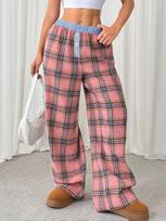 Millennium Spice Sweet-Cool Style Sub-color Block Patchwork Waist Straight Pants S persikas