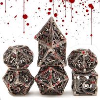 DND Metal Game Dice Set Glitter Edge and Number 7pcs Set for Dungeons and Dragons RPG MTG Table Games D4 D6 D8 D10 D12 D20 raudona