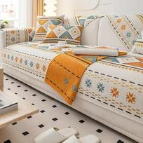 Chenille Fabric Bohemia Sofa Mat for Living Room Morocco Style Anti-slip Sofa Cushion All-inclusive Corner Sofa Cover Home Decor 30x50 pillowcase 1pc orange
