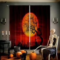 2 Pack Halloween Decorative Curtains Horror Pumpkin Witch Cartoon Printed Curtains Holiday Party Decorations Kids Gifts W50xH130(CM)x2PCS&Grommet Top