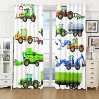 2pcs Cute Cartoon Car Truck Excavator Kids Boy Curtains Window Treatment for Bedroom Office Kitchen Living Room Study Home Decor (W50cmxH130cm)x2&Rod Pocket