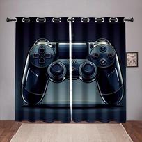 Children's Favorite Cool Lightning Game Handle Electronic Controller Curtains 2 Panels Kids Room Bedroom Study Decor Curtains 50W130H(CM)X2PCS&Grommet Top