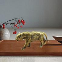Brass Tiger Statue Animal Figurine Tea Pet Collectible for Bedroom Desktop gray