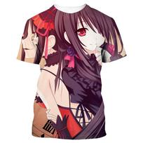 Vasaros mada 3D Anime vyriški ir moteriški marškinėliai Date A Live Laisvalaikio Unisex trumpomis rankovėmis Patogus viršutinis drabužis Didelis dydis XL beige