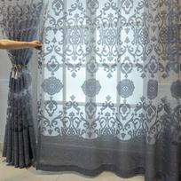 Elegant European Villa-Inspired Sheer Curtains - 2pcs Set, Brown & White Hollow Jacquard Design with Embroidery, Perfect for Living Room Bedroom Decor 100*225cm