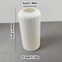 Dryžuota keraminė plastikinė vaza gėlėms Dekoratyvinė gėlių kompozicijų demonstracija Kūrybiška maža gėlių vaza balta