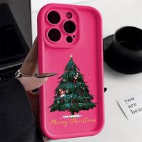 Kalėdinis telefono dėklas iPhone 11 13 12 14 15 16 Pro Max XR XS Samsung A15 A55 A05 Redmi 12 13C OPPO A16 A18 A60 Reno 11 Vivo Y17S Y12 infinix note iPhone 7&8 rožinė