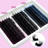 Black 60D+80D+100D tufted eyelashes, 15 rows of 290 bundles, CC/D/DD hot-melt mink-like eyelashes, mixed length of 12-20mm. 60D+80D+100D-CC juoda