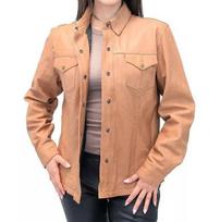 Tan Handmade Designer Stylish Casual Genuine Shirt Leather 100%Lambskin Women S gelsvai ruda