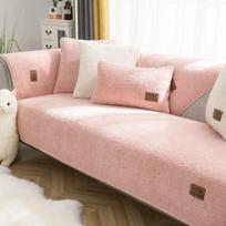 Lamb Wool Anti-slip Sofa Mat Fashion Plush L Shape All-inclusive Corner Seat Cover Winter Warm Couch Cushion Towel Living Room 70x70 gray