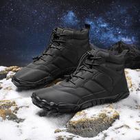 Men's Winter Faux Fur Lined Short Boots Outdoor Non Slip Snow Boots Warm Casual High-Top Shoes for Male Fleece Lined Hiking Ankle Booties 36 juoda