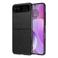 Dėklas telefonui Motorola Razr 40 Dangteliai su odiniu lopiniu Litchi rašto Smūgiams atsparus buferis Apsaugantys nuo kritimo for Motorola Razr 40 raudona