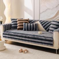 New Soft Waxy Rabbit Plush Sofa Cushion Winter Thickened Plush Cushion Non-slip Leather Sofa Cover Cover Cloth Towel A 70x70