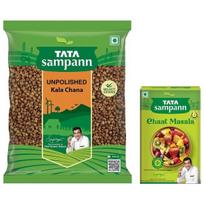 Tata Sampann Unpolished Kala Chana, 1 kg & Tata Sampann Chaat Masala with Natural Oils, Crafted by Chef Sanjeev Kapoor, 100g