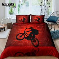 Home Living Luxury 3d Motorcycle Bedding Set Motocross Duvet Cover Pillowcase Kids Bedding Set Queen and King EU/US/AU/UK Size EU single(135x200cm) red