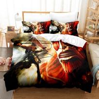 New Attack On Titan Bedding Set Single Twin Full Queen King Size Bed Set Adult Kid Bedroom Duvet cover Sets Anime Bed Sheet set EU Twin 135x200cm