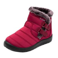 Winter Warm Women Cotton Boots Shoes Botas Mujer Lightweight Waterproof Wear-resistant Cotton Shoes Short Plush Snow Ankle Boots 35 raudona