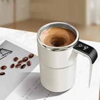 Convenient Smart USB Powered Coffee Mug with Magnetic Stirring and Temperature Display - 12.85 oz Stainless Steel Electric Drip Filter for Milk, balta
