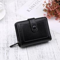 Moteriškos piniginės Cartera Maža piniginė Monetų piniginė Trumpa užtrauktuku ir užsegama piniginė Mada Moteriška Odinė Pinigų piniginė juoda