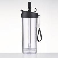Clear Drinking Water Cup, Simple Rope Lifting Space Cup, Student Scale Straw Cup, Sports Water Bottle, High Aesthetic Value 301-400ml juoda
