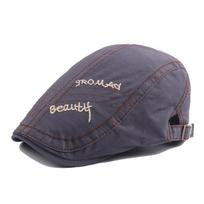 Autumn Men'S Embroidery Letter Cap Beret Outdoor Shade Sun Protection Forward Hat Hat Adjustable pilka spalva