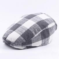 Men'S Autumn Thin Plaid Coarse Cloth Beret Outdoor Sunscreen Sun Hat Women'S Trend Forward Hat Adjustable pilka spalva