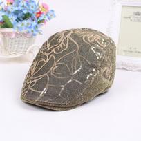 New Hat Ethnic Style Flower Fashion Beret Cap Men'S And Women'S Forward Hat Adjustable auksas