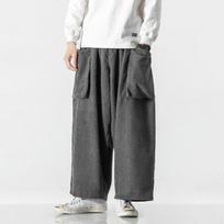 Rudens žiemos Naujos Velvelinės Laisvalaikio Kelnės Vyrams Vienspalvės Laisvos Plačių Kojų Kelnės Tiesios Harem Kelnės Streetwear Sportinės Kelnės Didelio Dydžio 5XL tamsiai mėlyna spalva