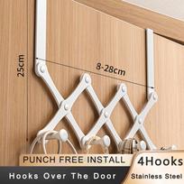 Behind The Door Hooks Household Storage Door Hanger Hooks Foldable No Punch Coat Rack Multifunctional Organizer Rack