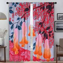 Blinds Abstract Flower Home Interior Curtains 2 Pieces Elegant Room Curtains for Camera Halloween Decoration Living Room Curtain W50xH70cmx2pcs-CL