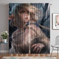 Modern Living Room Curtains 2 Pieces Female Elf Blackout Curtain for Room 2 Panel Shades Halloween Decoration Partition Kitchen W50xH70cmx2pcs-CL
