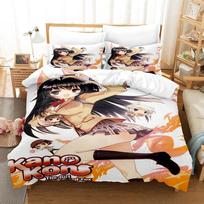 3D Printing Anime Kawaii Girls Kanokon Bedding Set Single Twin Full Queen King Size Bed Set Adult Kid Bedroom Duvet cover Sets EU Twin 135x200cm