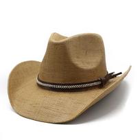 Ethnic Style Men'S And Women'S Western Jazz Board Cowboy Hat European And American Sunscreen Hat M（56-58cm） chaki