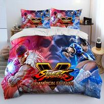 „Street Fighter Retro Game Gamer“ patalynės komplektas, antklodės užvalkalas, antklodės užvalkalas, pagalvės užvalkalas, karalienės karalienės patalynės komplektas berniukui 70x133cm 2pcs