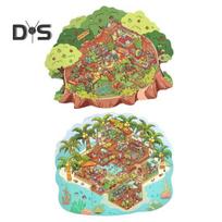 2 rinkiniai „pasidaryk pats“ 3D namo scenos lipdukai su fono lentelėmis, kūrybingi mini kambario rankdarbių lipdukai streso malšinimui ir smagiam interaktyviam dovanojimui 2pcs brown