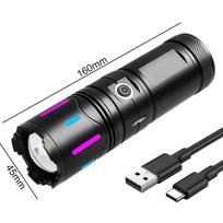 Galingas LED žibintuvėlis su COB galiniu žibintu 18650*3 baterija Super ryškus Priartinamas žibintas USB įkraunamas žibintas Lauko žibintas
