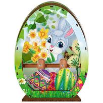 Wooden Crystal Drawing Bedside Night Light Easter Egg Rabbit Special Shaped Diamond Painting Night Lamp for Adult Kids