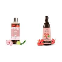 Nat Habit Hibiscus Amla Vasaros plaukų aliejus(100 ml) ir Navdha Plaukų augimo natūralus šampūnas su 5 aliejais ir kinrože(250 ml) beige
