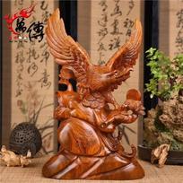 1 pcs Solid wood carving Eagle's grand display of decorative items Eagle Crafts Housewarming gift Feng Shui Desktop decoration H 8CM