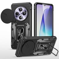 Stumdomas fotoaparato dangtelis, skirtas Redmi 14C 13C, Xiaomi Poco C75 C65 X6 X5 Pro su stovu, apsaugančiu nuo kritimo telefono dėklu for Xiaomi Redmi 14C juoda