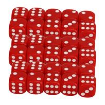 30Pcs Dice Set 6 Sided Round Corner White Number Dots Plastic Portable Game Dice for Board Games raudona