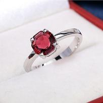 Fashionable Natural Powder Topaz Ring Thai Kaleidoscope Cut Gem Women's Sterling Silver Inlaid Gem Ring No. 6
