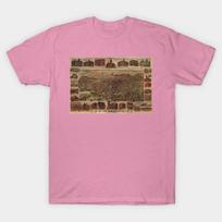 T Shirt Women Vintage Pictorial Map Of Los Angeles 1891 Harajuku Print Kawaii Tshirt Summer Short Sleeve Female T-Shirt Top Tee S