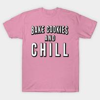 T Shirt Women Bake Cookies And Chill Harajuku Print Kawaii Tshirt Summer Short Sleeve Female T-Shirt Top Tee S rožinė